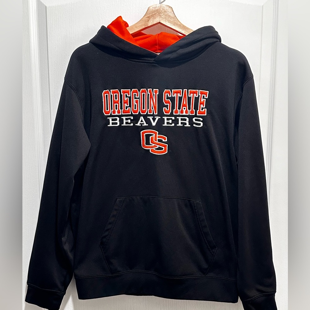 Oregon State University BEAVERS Black HOODIE Sweatshirt Sewn On - Size: Youth XL